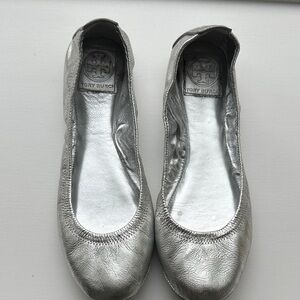 Tory Burch Silver Ballet Flats